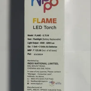 nippo flame led torch 1 - Nippo Flame LED Torch – 0.75W High Brightness Flashlight | Battery Operated, Cool White Light, 3 AA Batteries Included - DsonMart - 1
