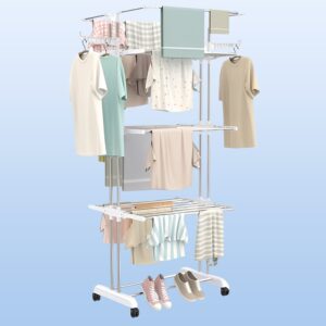 06 ef7cd2e2 15d1 4297 bf6c f798e6be72db - Stainless Steel Cloth Drying Stand – 3-Tier Foldable Laundry Rack with Wheels - DsonMart - 1