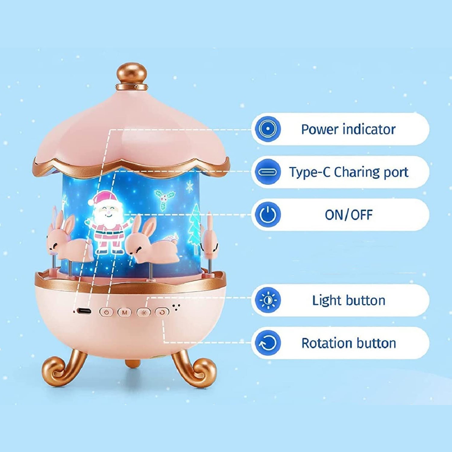 09_ab108a80-a7cf-43d4-8b2d-c50b49d766df.jpg 09 ab108a80 a7cf 43d4 8b2d c50b49d766df - Bunny’s Carousel Rotating LED Night Light – Musical, Rechargeable & Starry Projector - DsonMart - 1