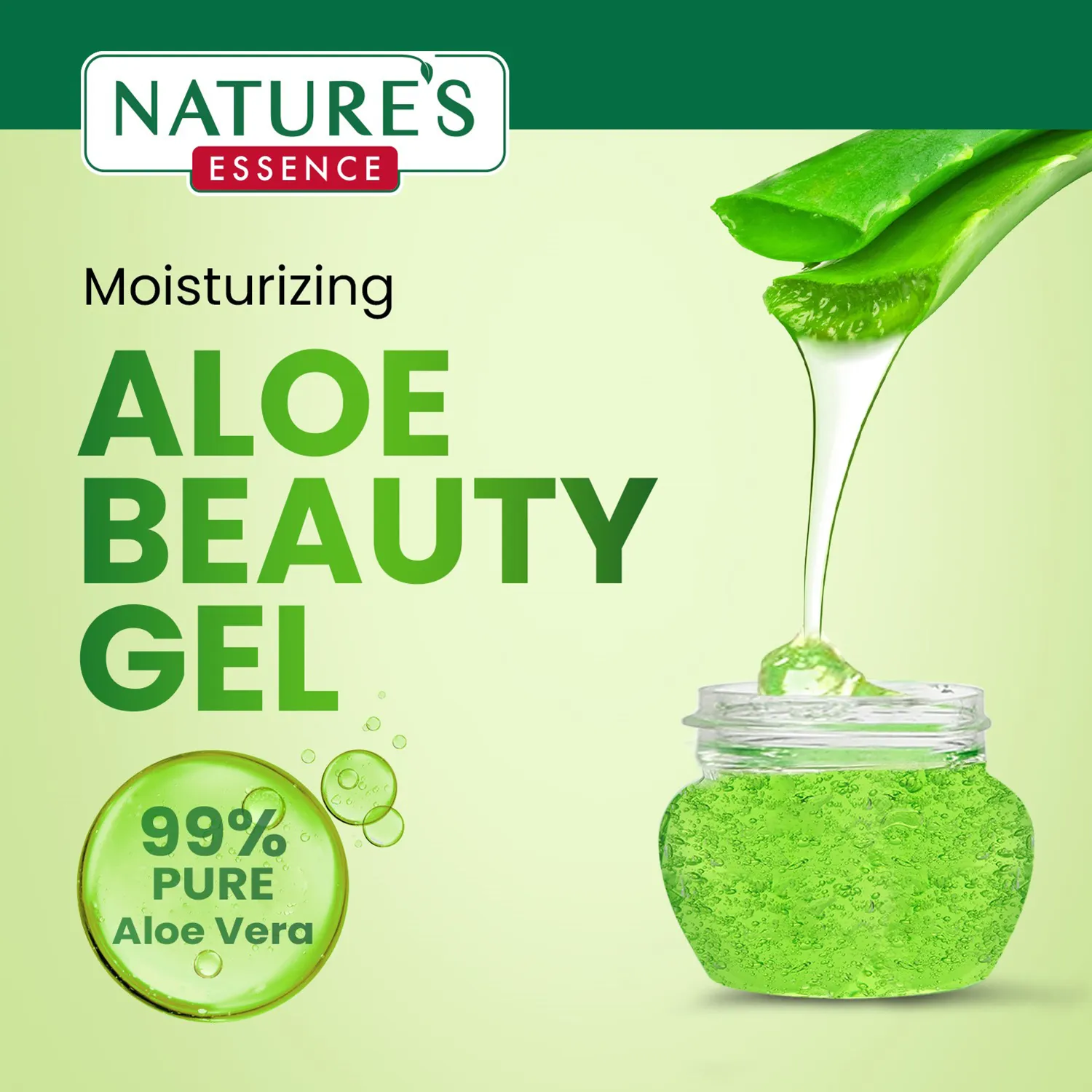 Aloe Vera Gel for Glowing Skin (3) Aloe Vera Gel for Glowing Skin 3 - Nature’s Essence Aloe Beauty Gel 50g | Skin-Friendly, Vitamin E Enriched, Soothing Aloe Vera Gel for Glowing Skin - DsonMart - 1
